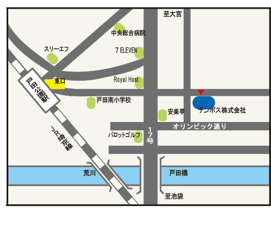 テンポス株式会社への地図